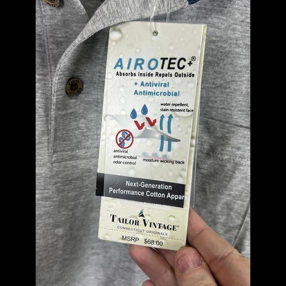 Tailor Vintage Shirt Mens Extra Small Gray Polo Pocket‎ Tee Stretch Golf NWT - Picture 5 of 5